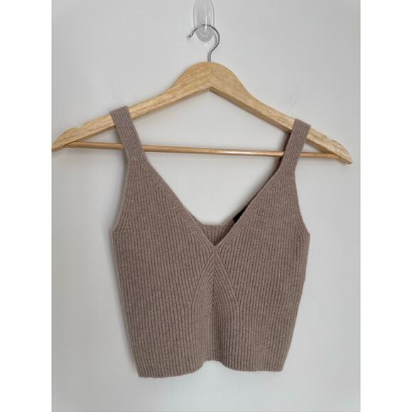 J.Crew Cashmere Blend Ribbed Cropped Sweater Tank, Beige, S - Picture 2 of 8